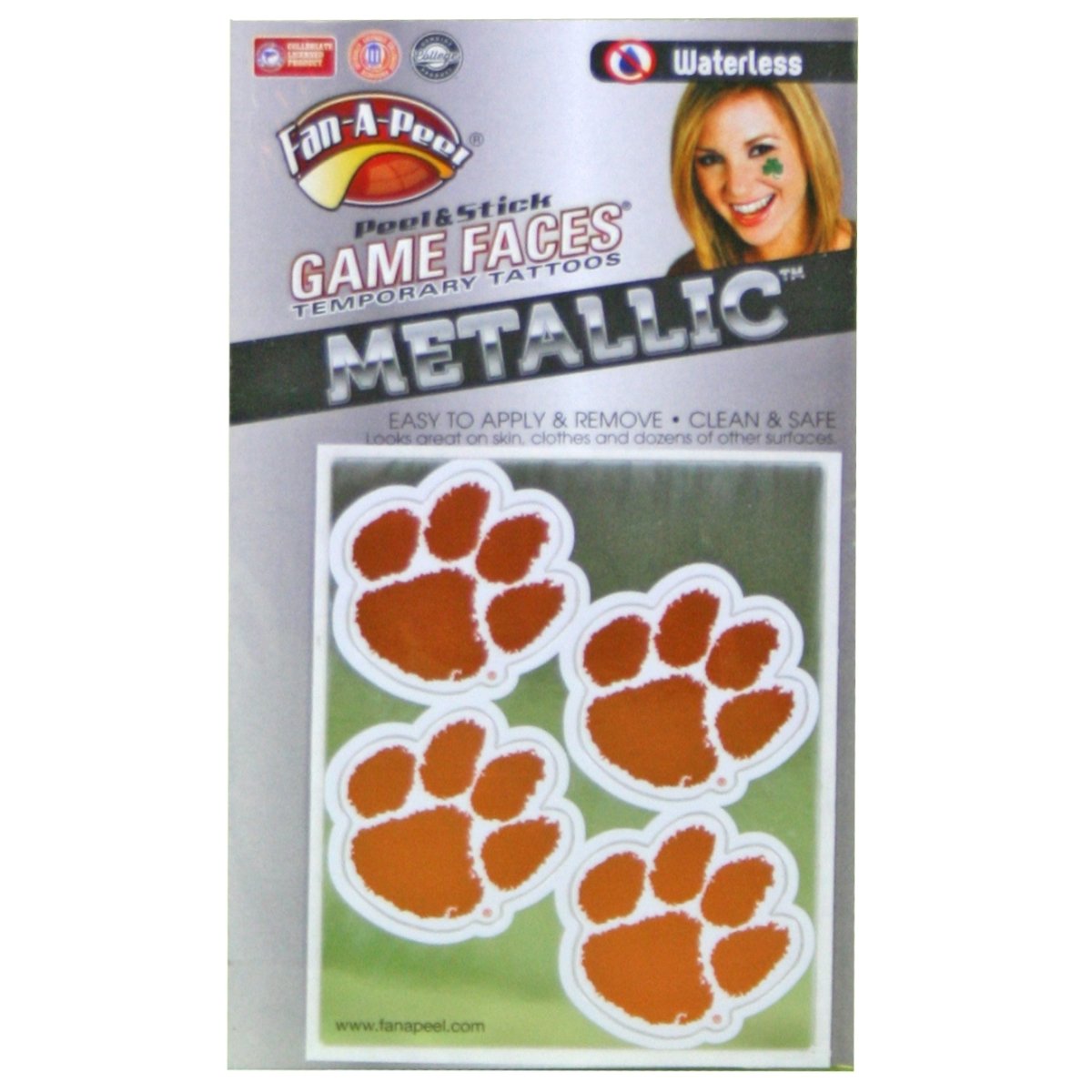 Gamefaces Metallic Peel & Stick Temporary Tattoos 4 Pack Orange and Wh - Mr. Knickerbocker